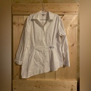 CAbi White Collared Shirt Sz L